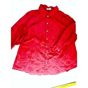 Womens Top Size 3X Button Up‎ Shirt Top Blouse 3/4 Sleeve